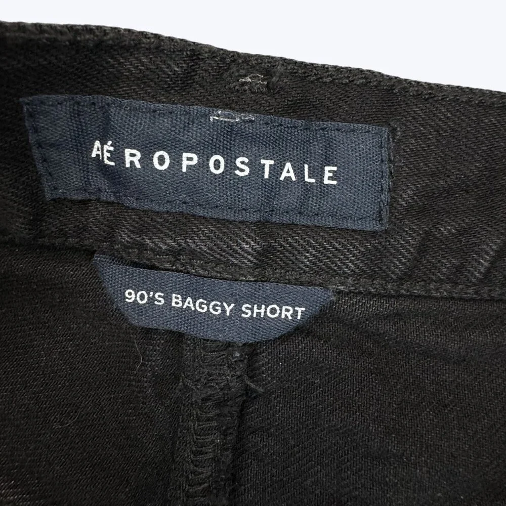 Aeropostale NWT Women's Black Shorts‎ 90's Baggy Shorts Hemp Denim